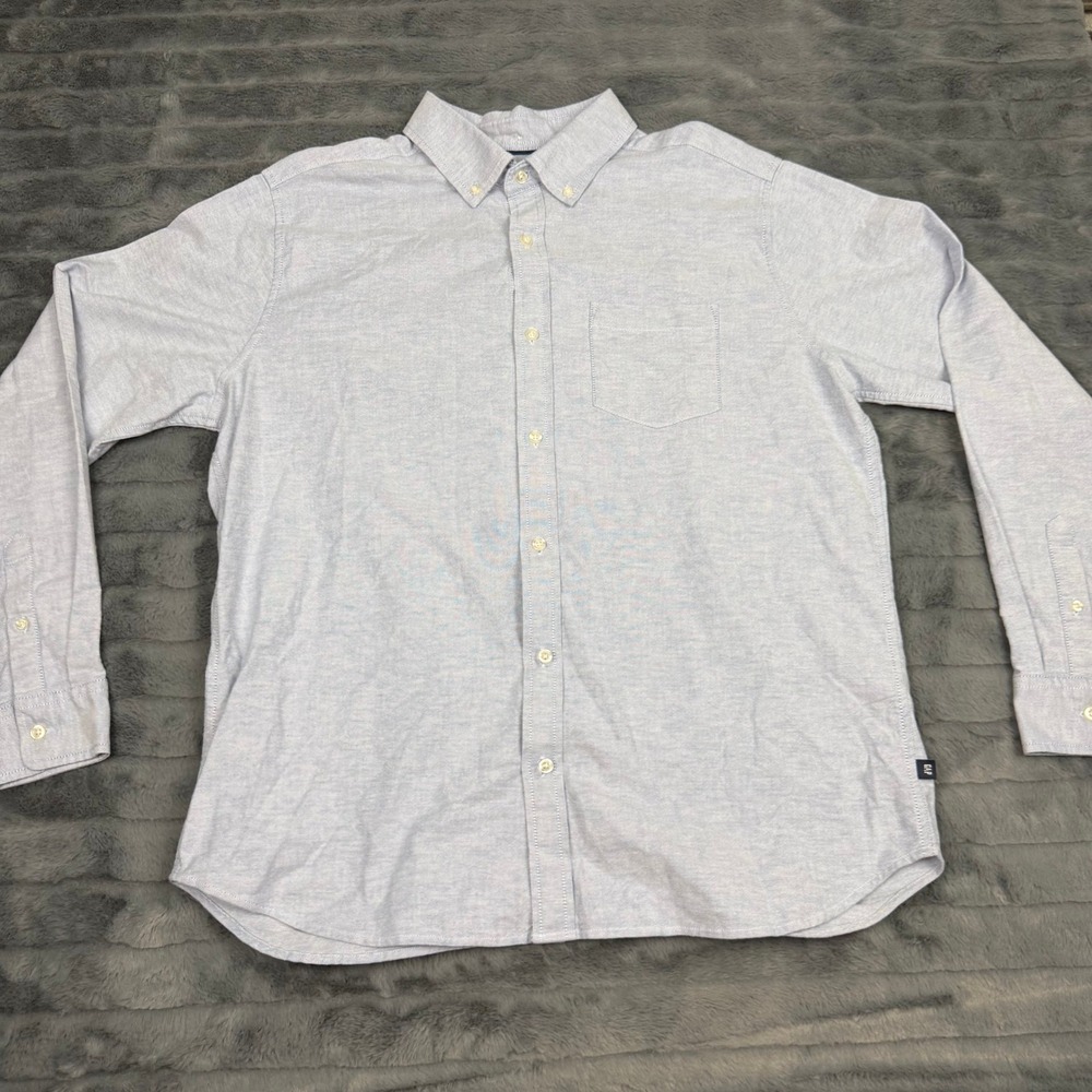 Gap Mens Blue Oxford Long Sleeve Button Down Shirt Large Stretch Cotton 12636